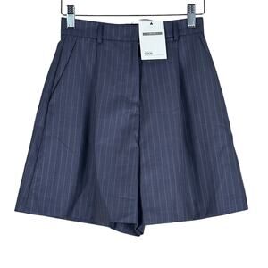 NWT ASOS Shorts Womens 0 Purple Pinstripe Pleated High Rise Preppy Old Money